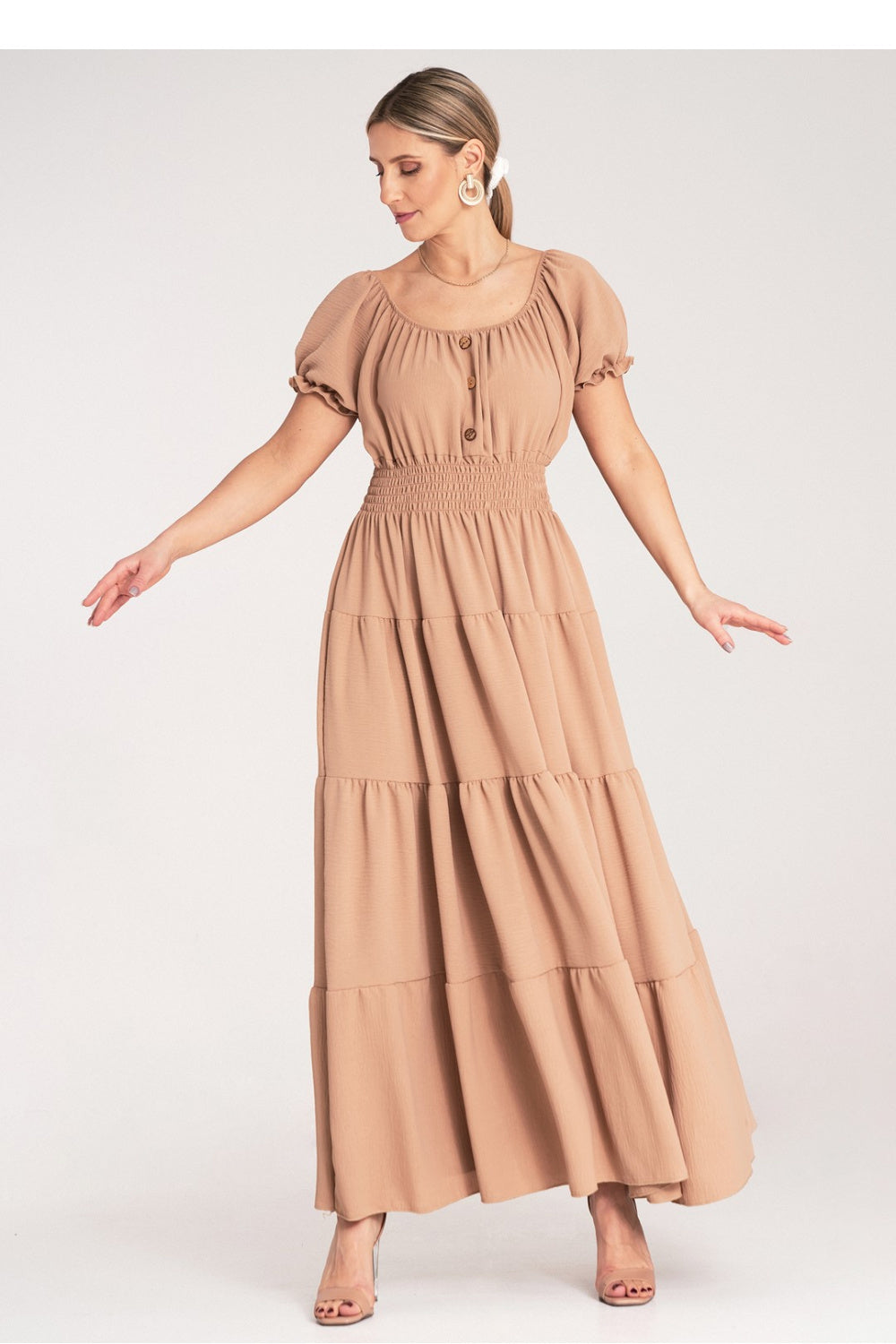 Figl Beige Maxi Flared Dress
