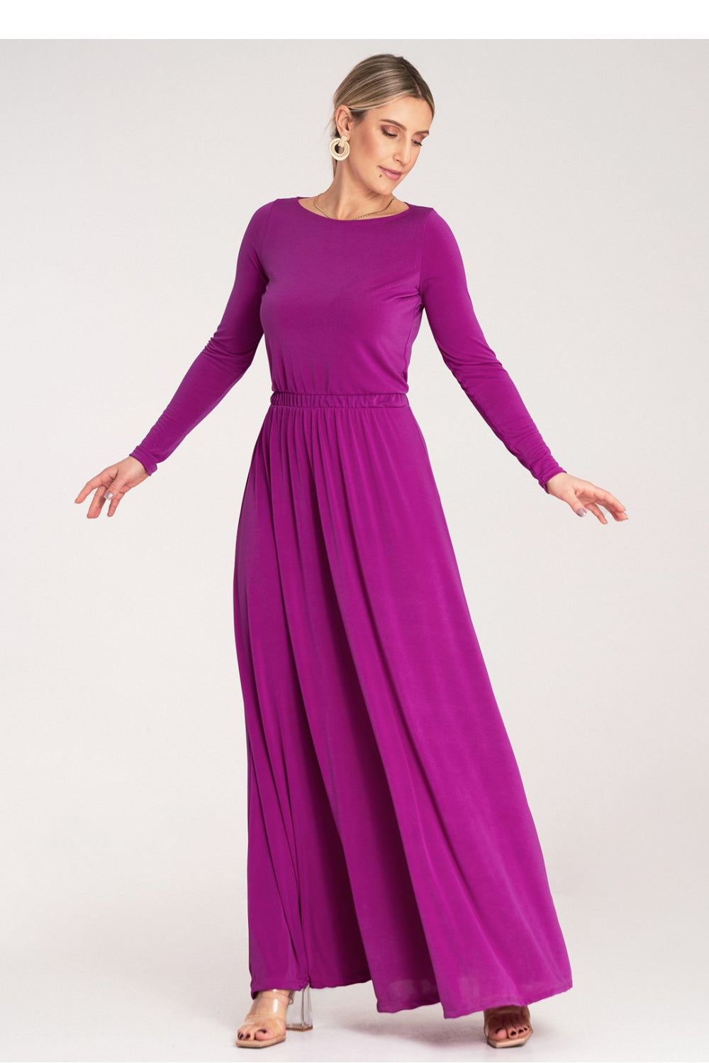 Figl Fuchsia Maxi Long Sleeve Dress