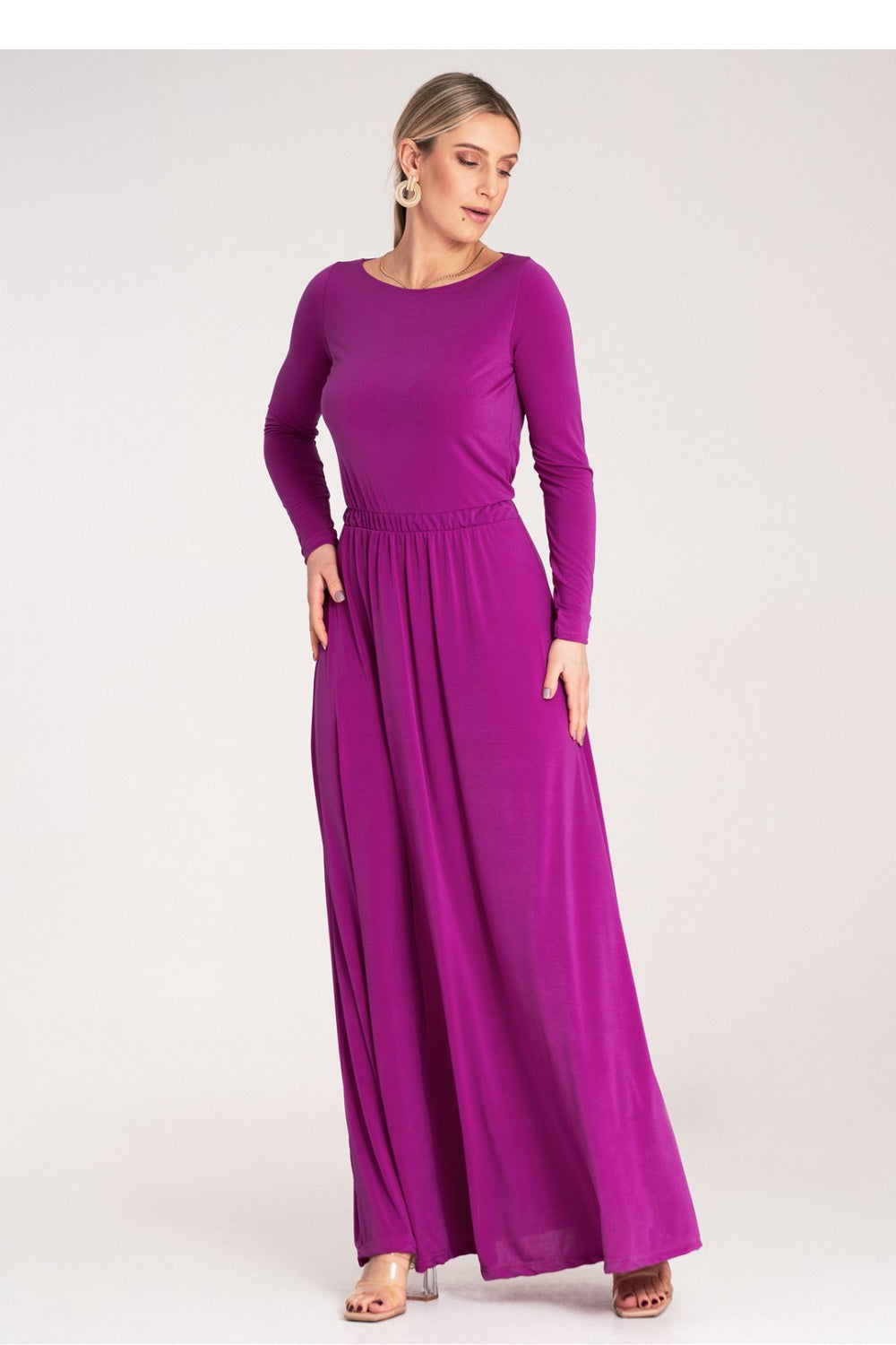 Figl Fuchsia Maxi Long Sleeve Dress - view 2