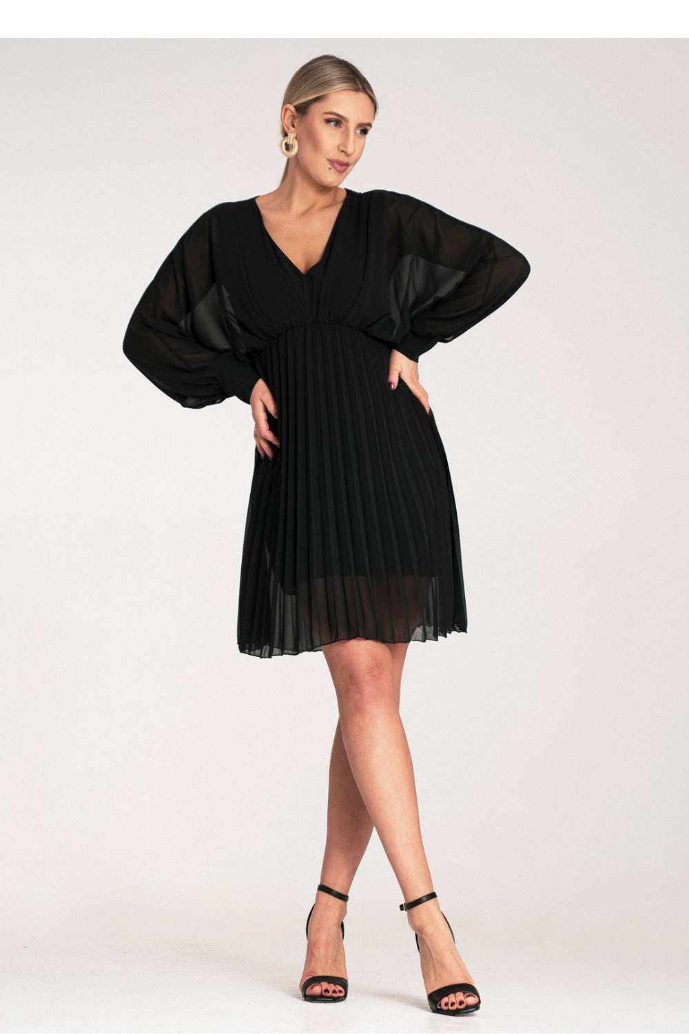 Figl Black Mini Chiffon Cocktail Dress - view 2