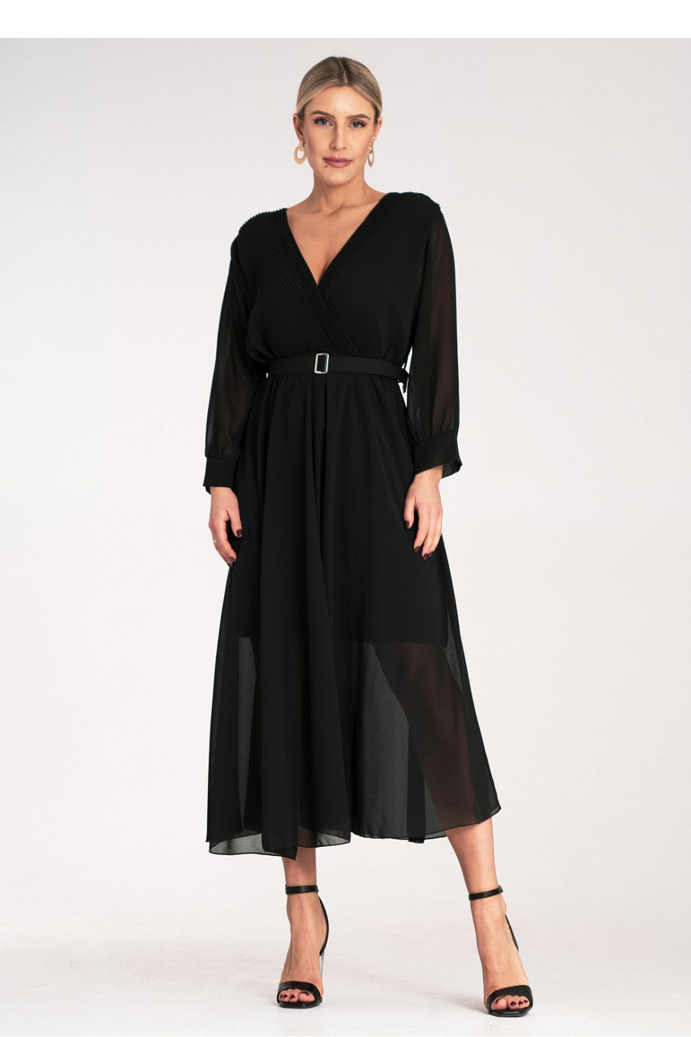Figl Black Maxi Wrap Cocktail Dress
