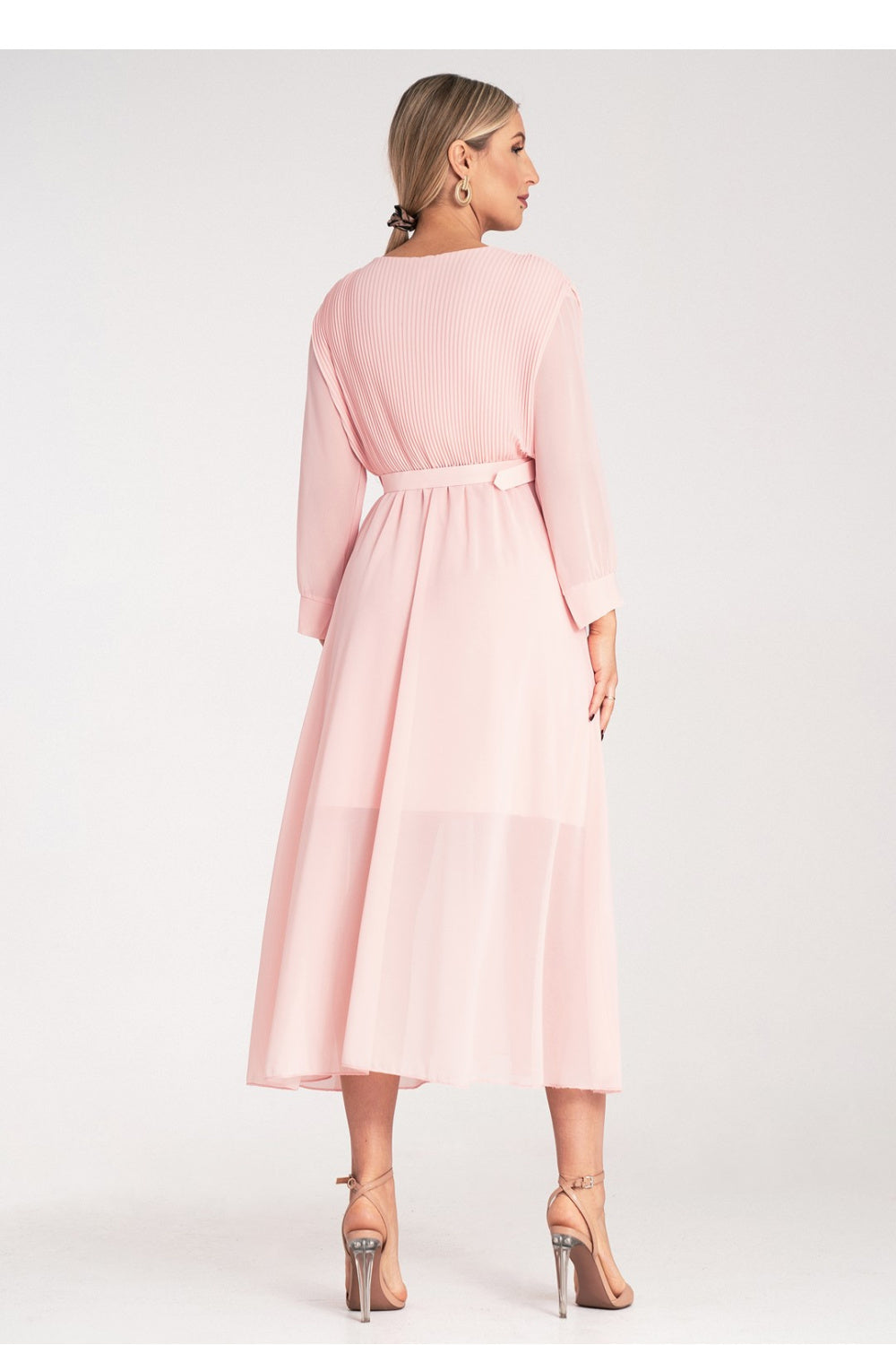 Figl Pink Maxi Wrap Long Sleeve Cocktail Dress - view 3