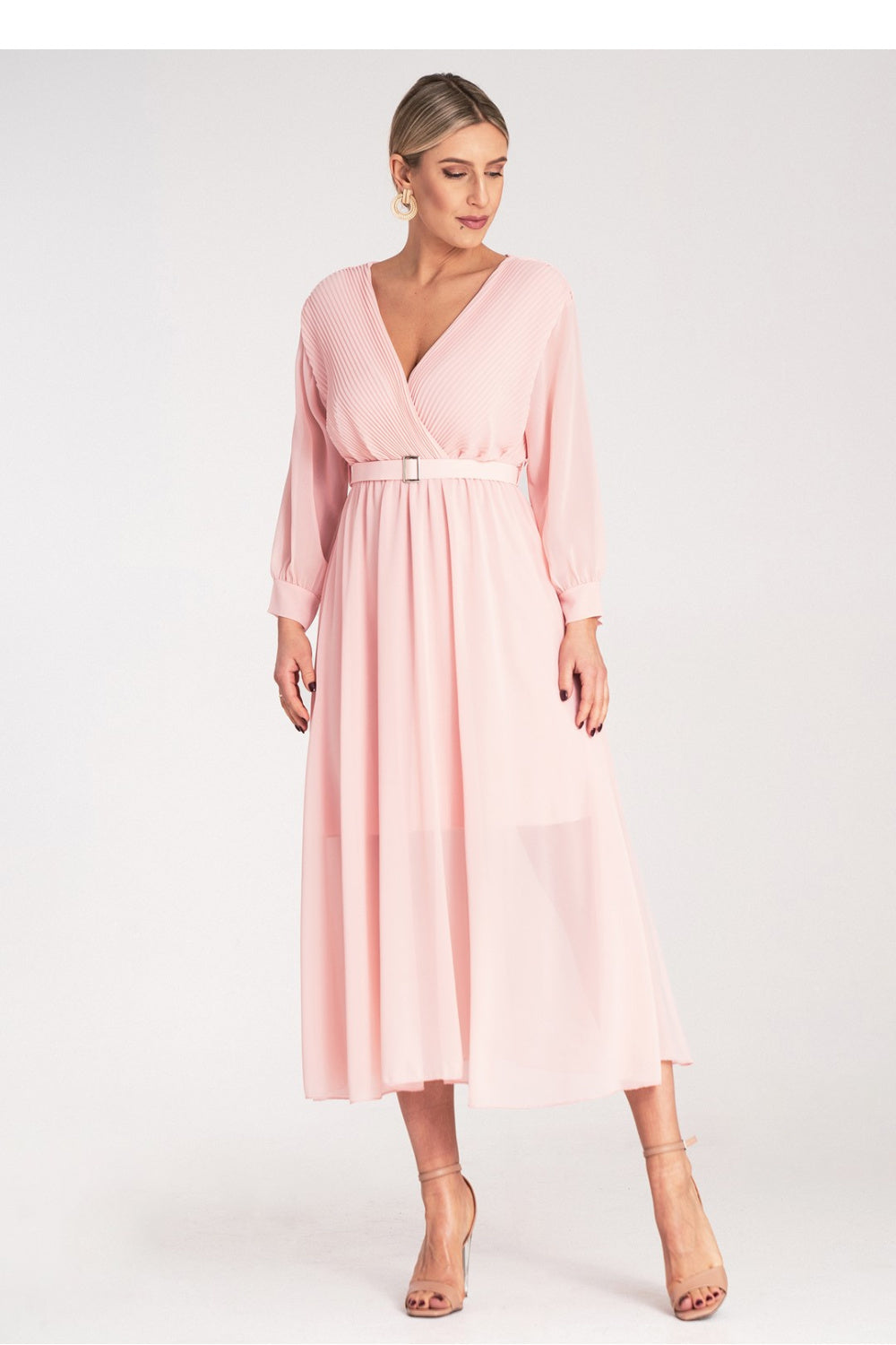 Figl Pink Maxi Wrap Long Sleeve Cocktail Dress - view 4