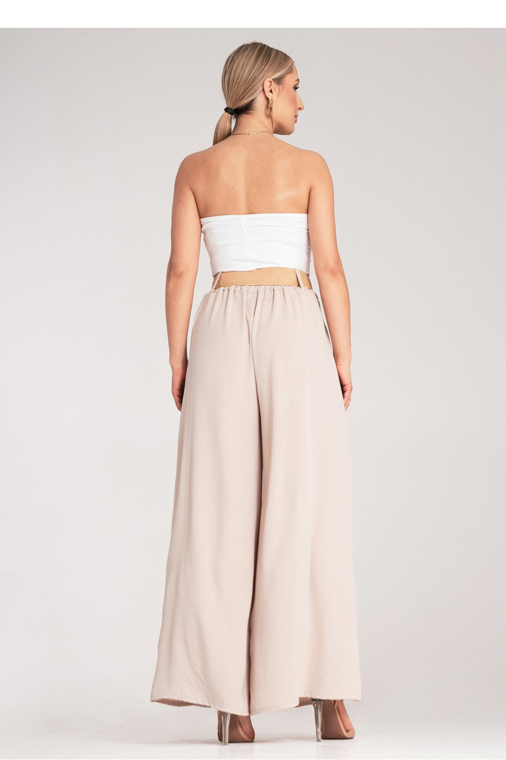 Figl Beige Pleated High Waisted Trousers - view 3
