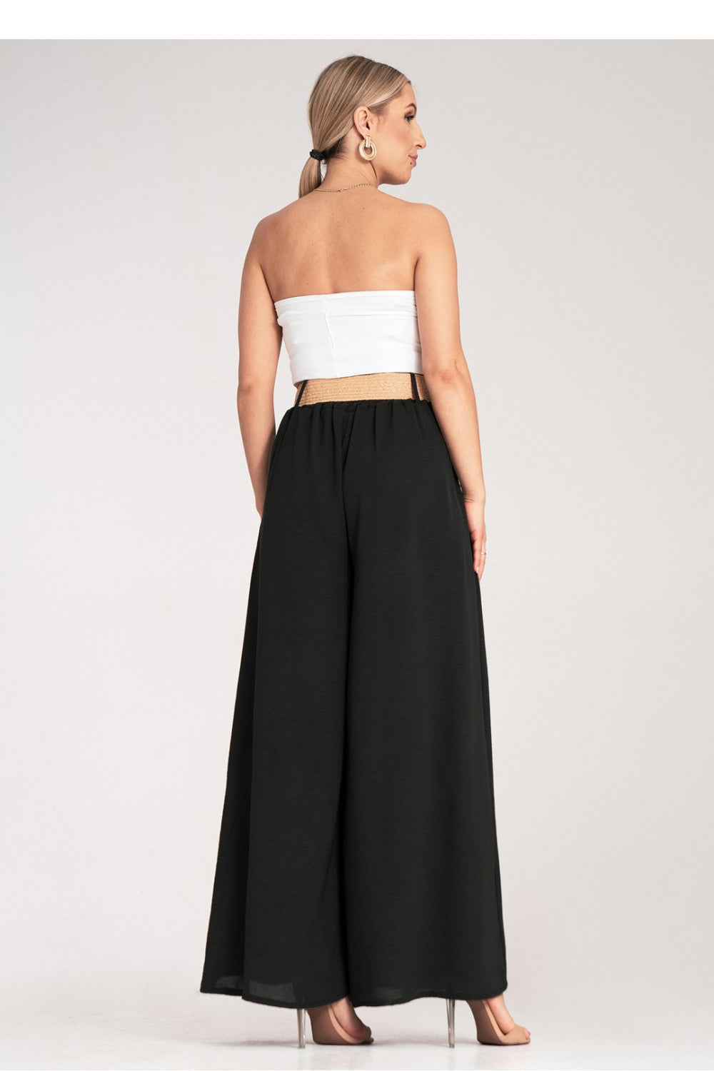 Figl Black Polyester Pleated High Waisted Trousers - view 3