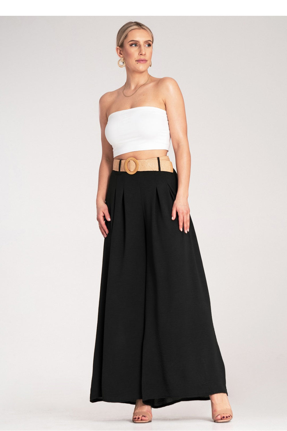 Figl Black Polyester Pleated High Waisted Trousers - view 4