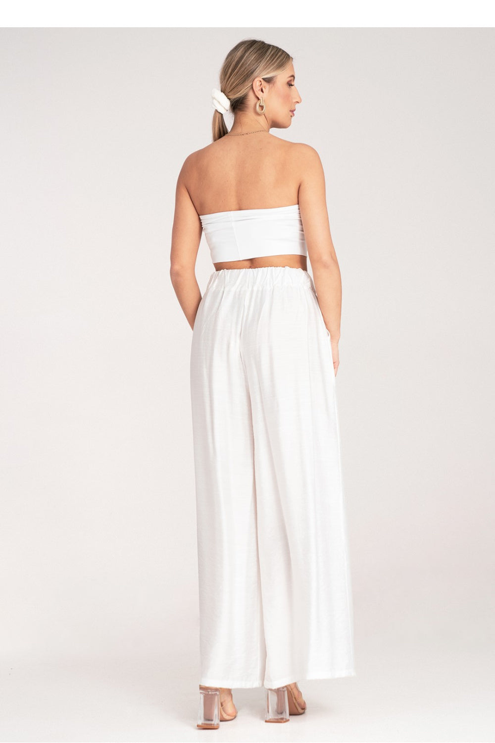 Figl White Pleated High Waisted Trousers - view 3
