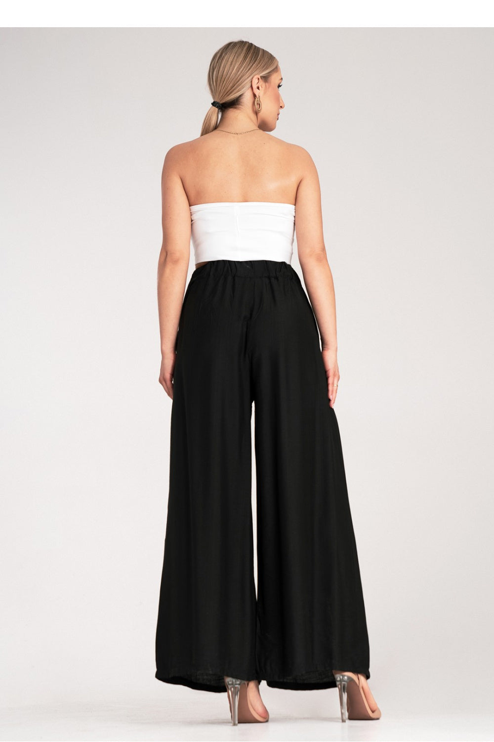 Figl Black Loose Fit Pleated High Waisted Trousers - view 3