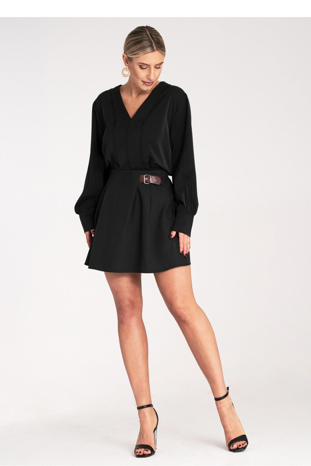 Figl Black Flared Mini Skirt