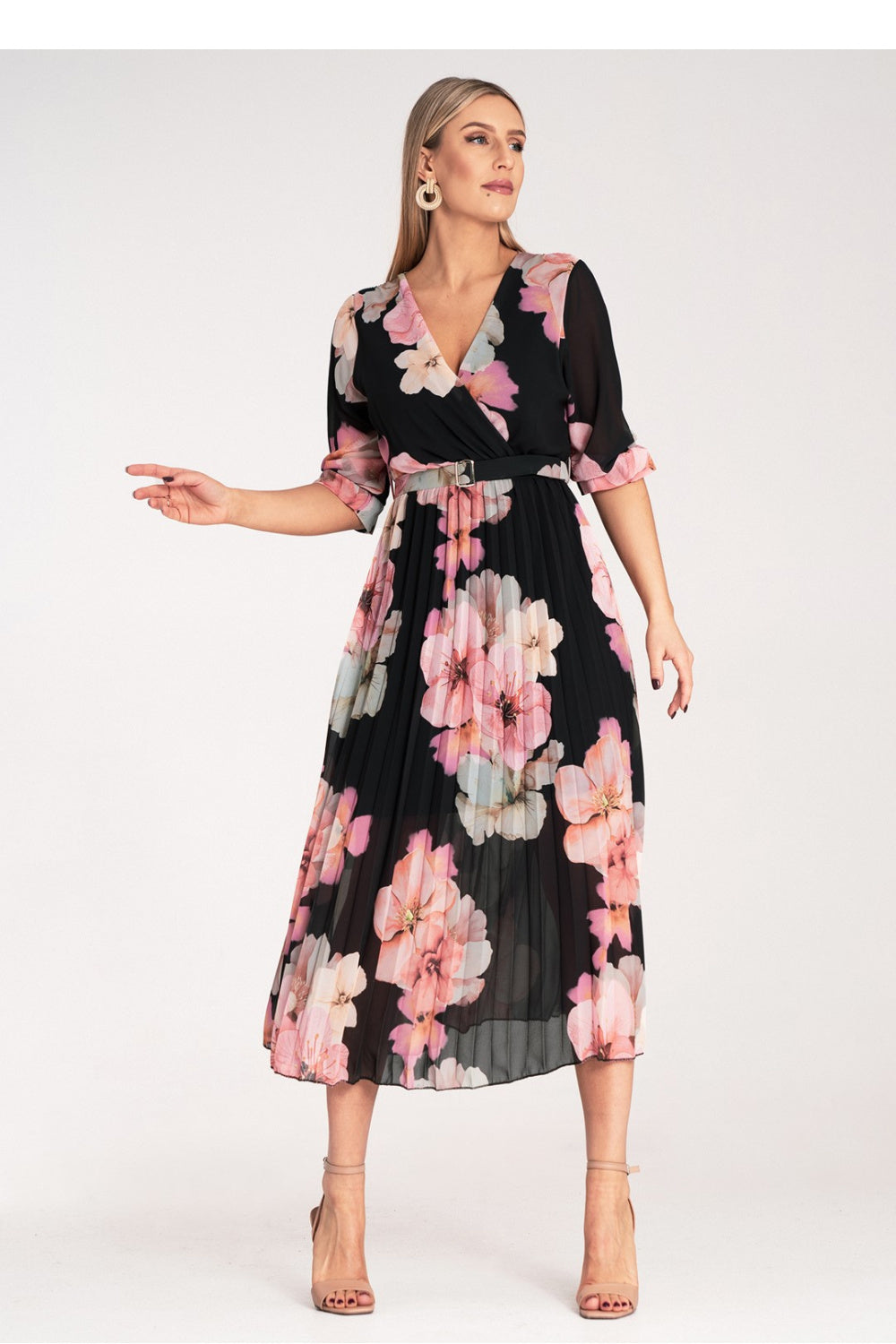 Figl Black Midi Floral Wrap Dress - view 2