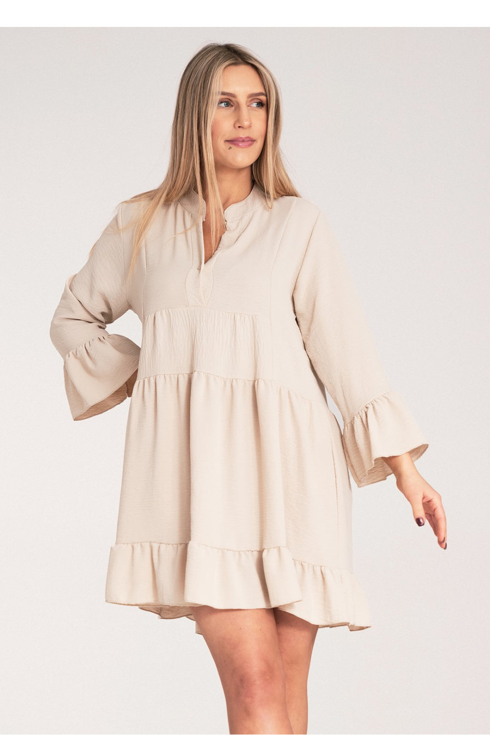 Figl Beige V-Neck Dress