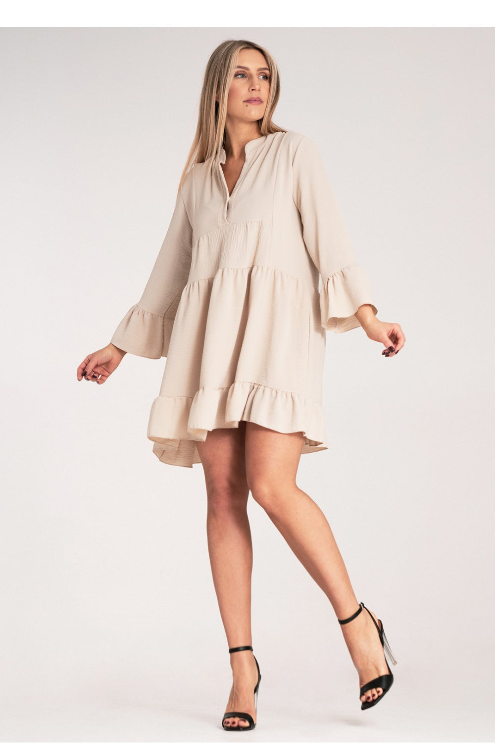 Figl Beige V-Neck Dress - view 2