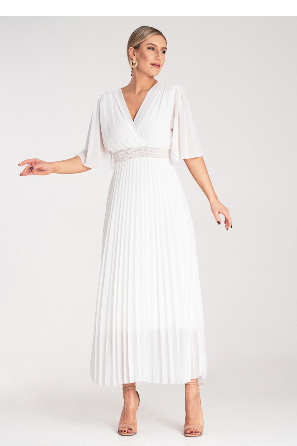 Figl White Maxi Pleated Cocktail Dress - view 4