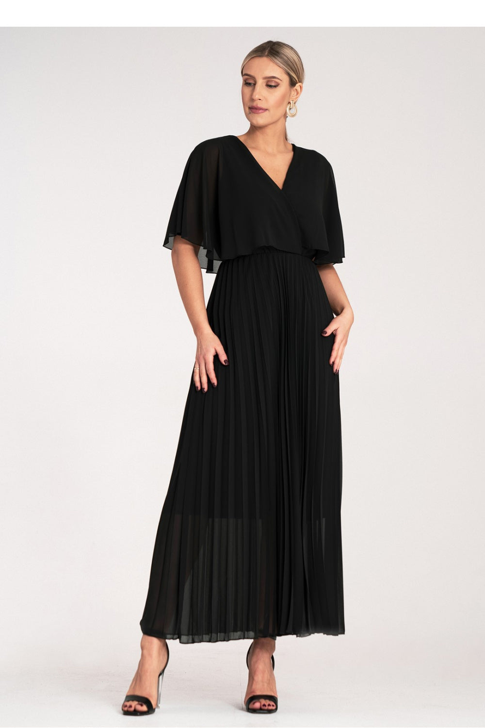 Figl Black Maxi Pleated Cocktail Dress - view 4