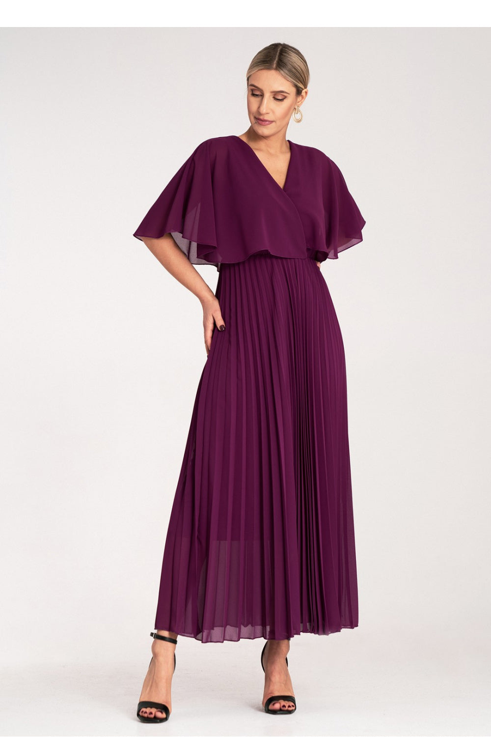 Figl Violet Maxi Pleated Cocktail Dress