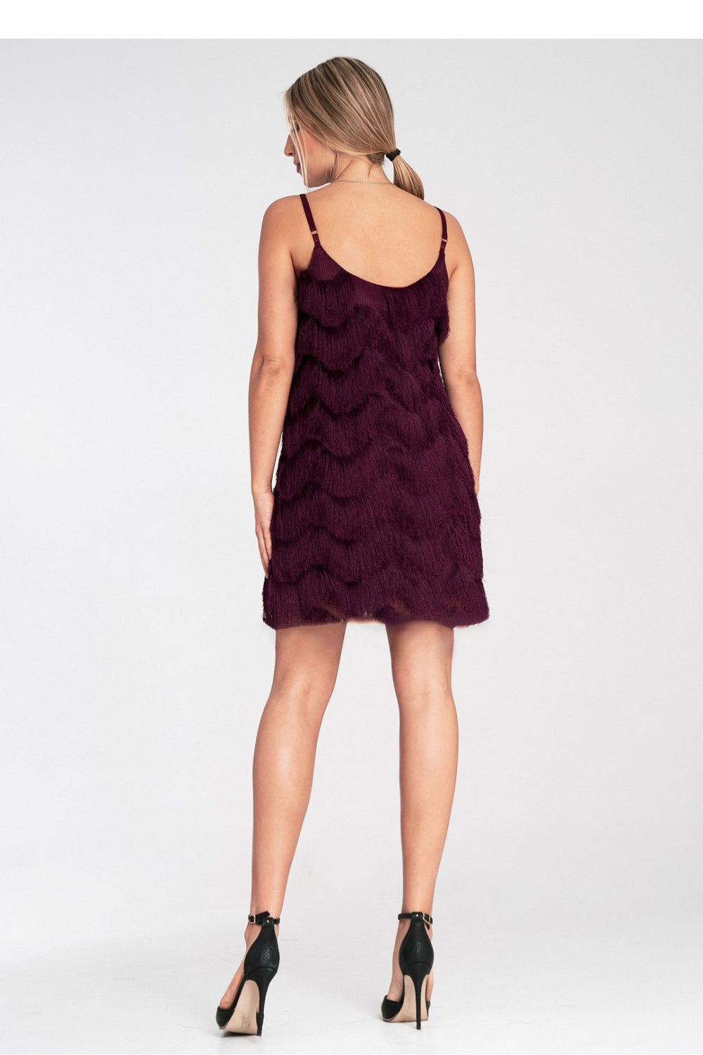 Figl Burgundy Fringed Maxi Evening Dress - view 3
