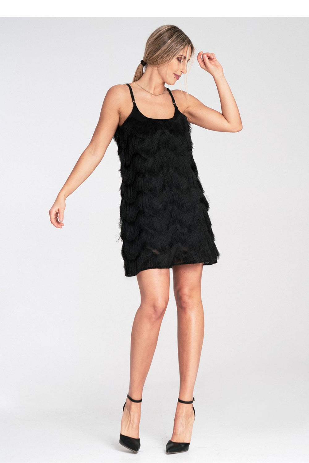 Figl Black Fringed Mini Evening Dress - view 2