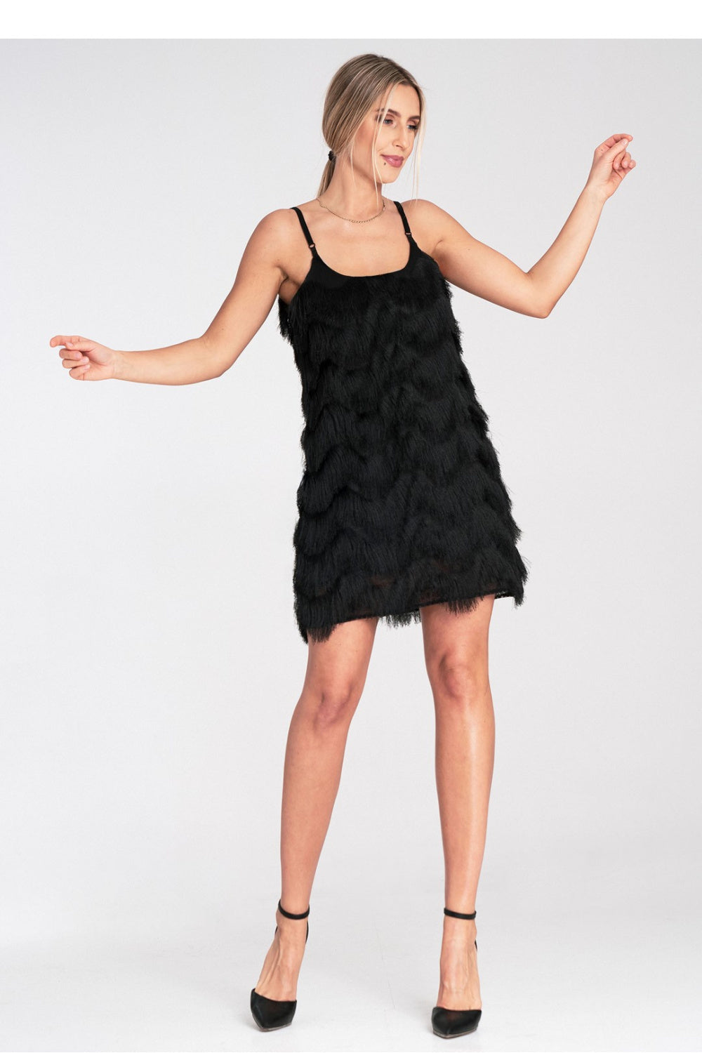 Figl Black Fringed Mini Evening Dress - view 4