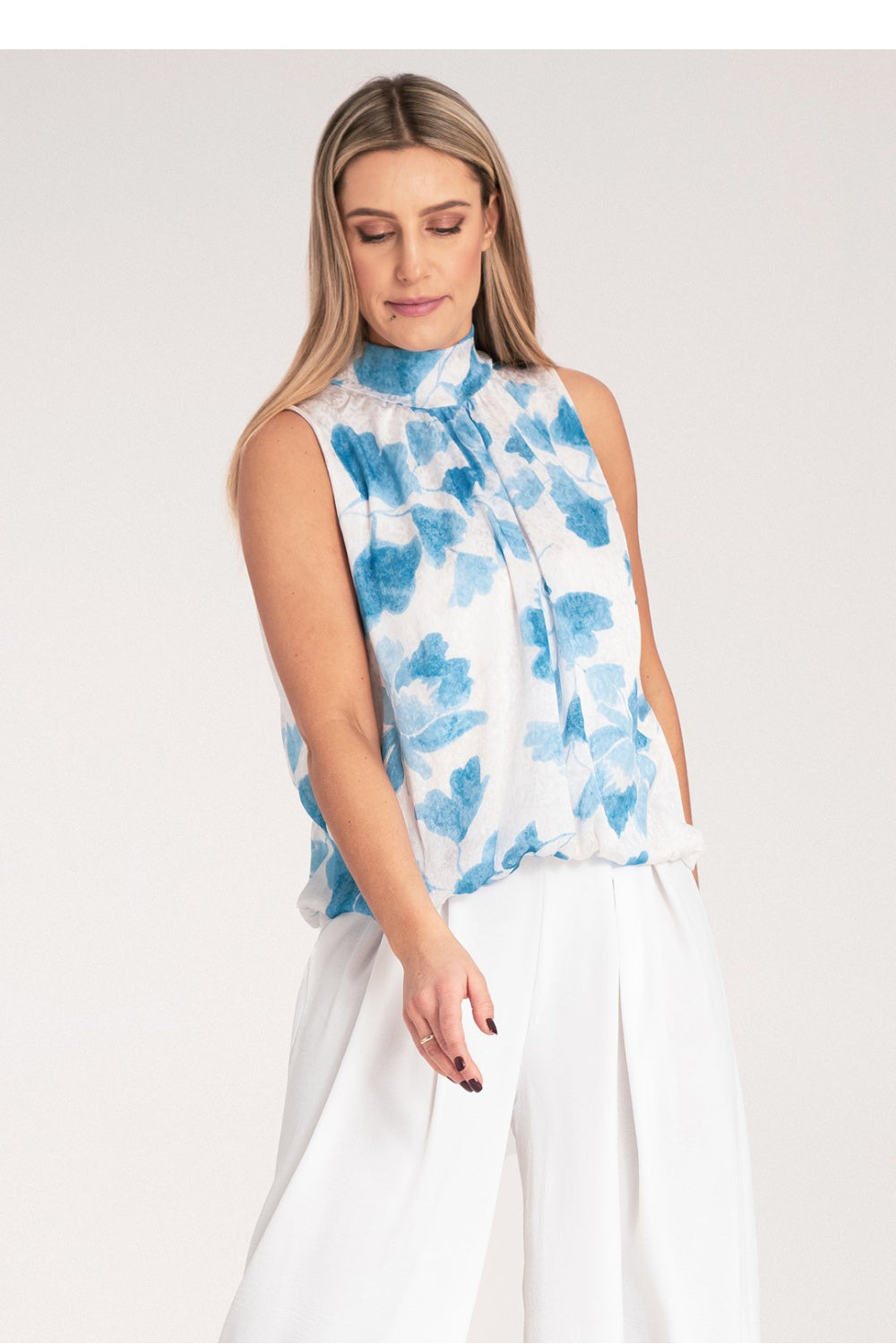 Figl Blue Polyester Sleeveless Blouse - view 2