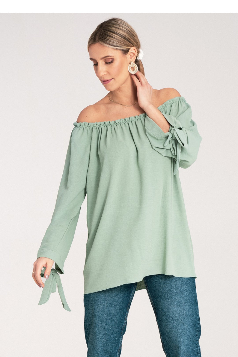 Figl Mint Pleated Blouse
