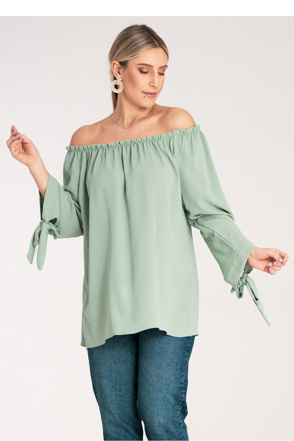 Figl Mint Pleated Blouse - view 2
