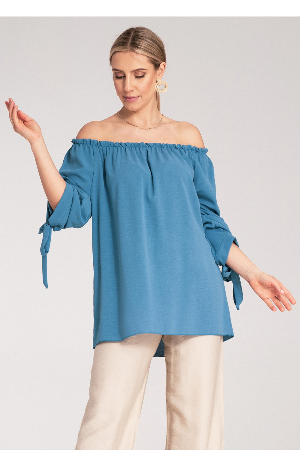 Figl Blue Pleated Blouse