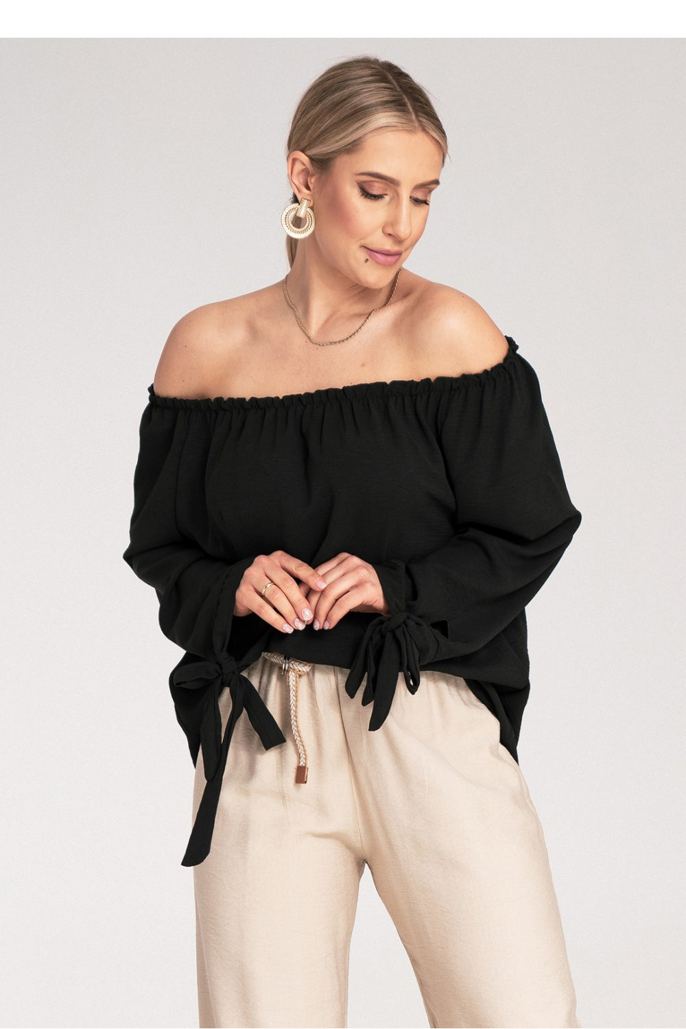 Figl Black Draped Blouse - view 4