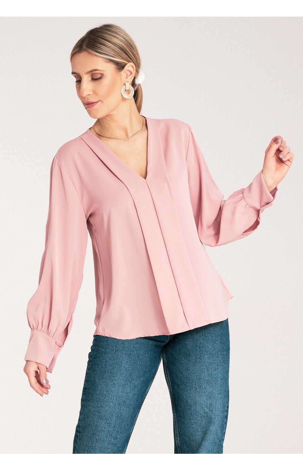 Figl Pink Satin V-Neck Blouse - view 4