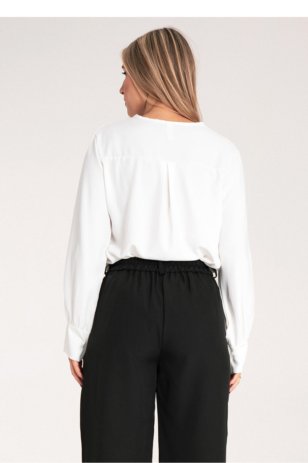 Figl White Satin V-Neck Blouse - view 3