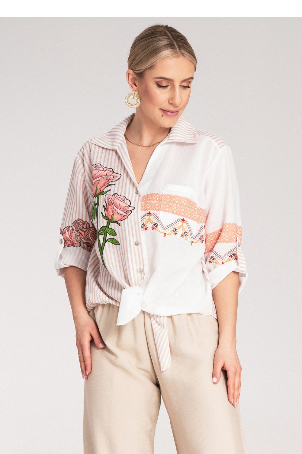 Figl Beige Floral Shirt