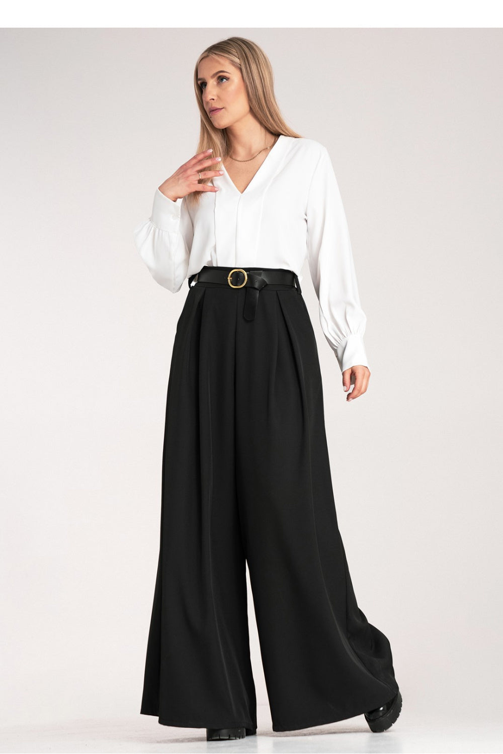Figl Black Wide Leg High Waisted Trousers - view 2