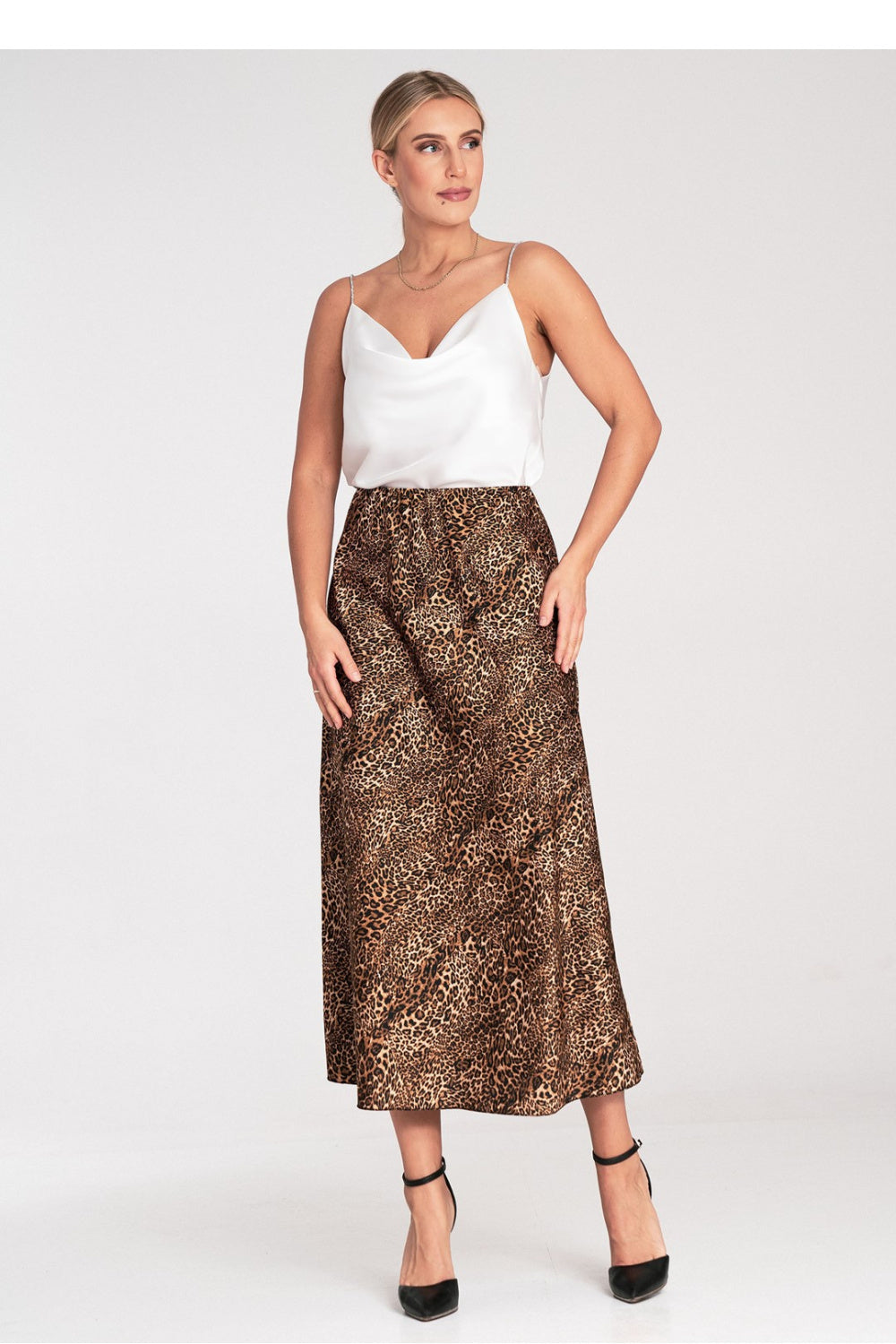 Figl Patterned Satin Midi Skirt - view 2