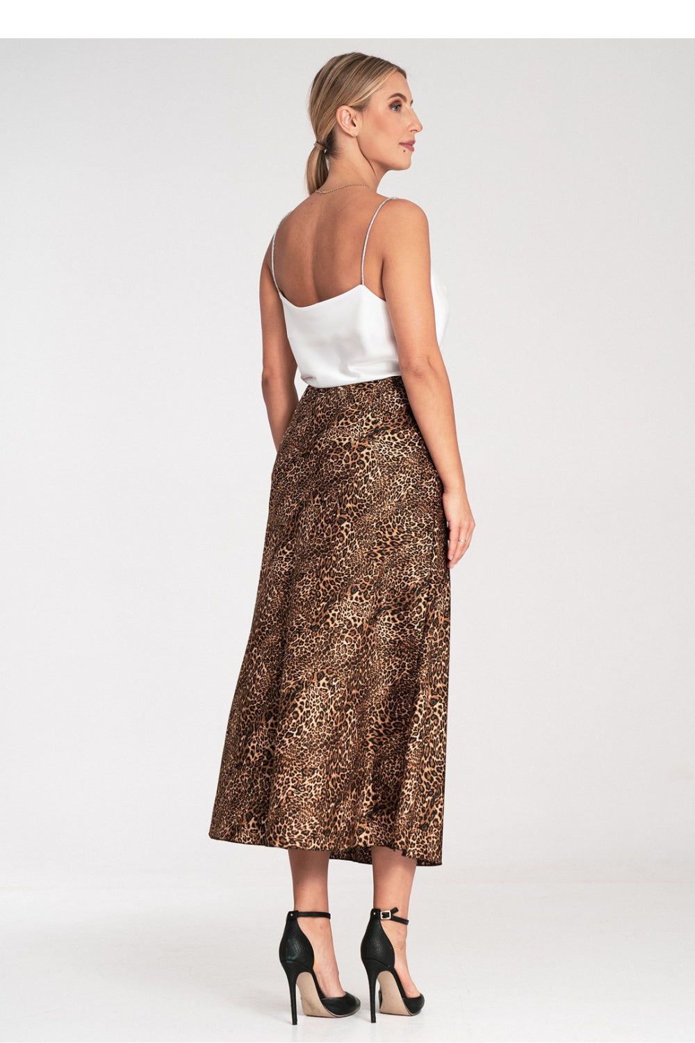 Figl Patterned Satin Midi Skirt - view 3