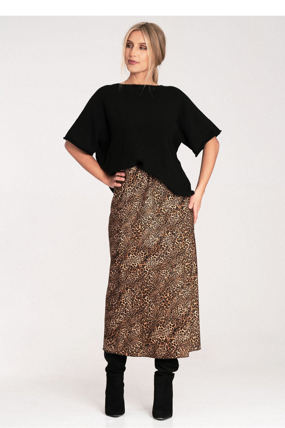 Figl Patterned Satin Midi Skirt - view 4