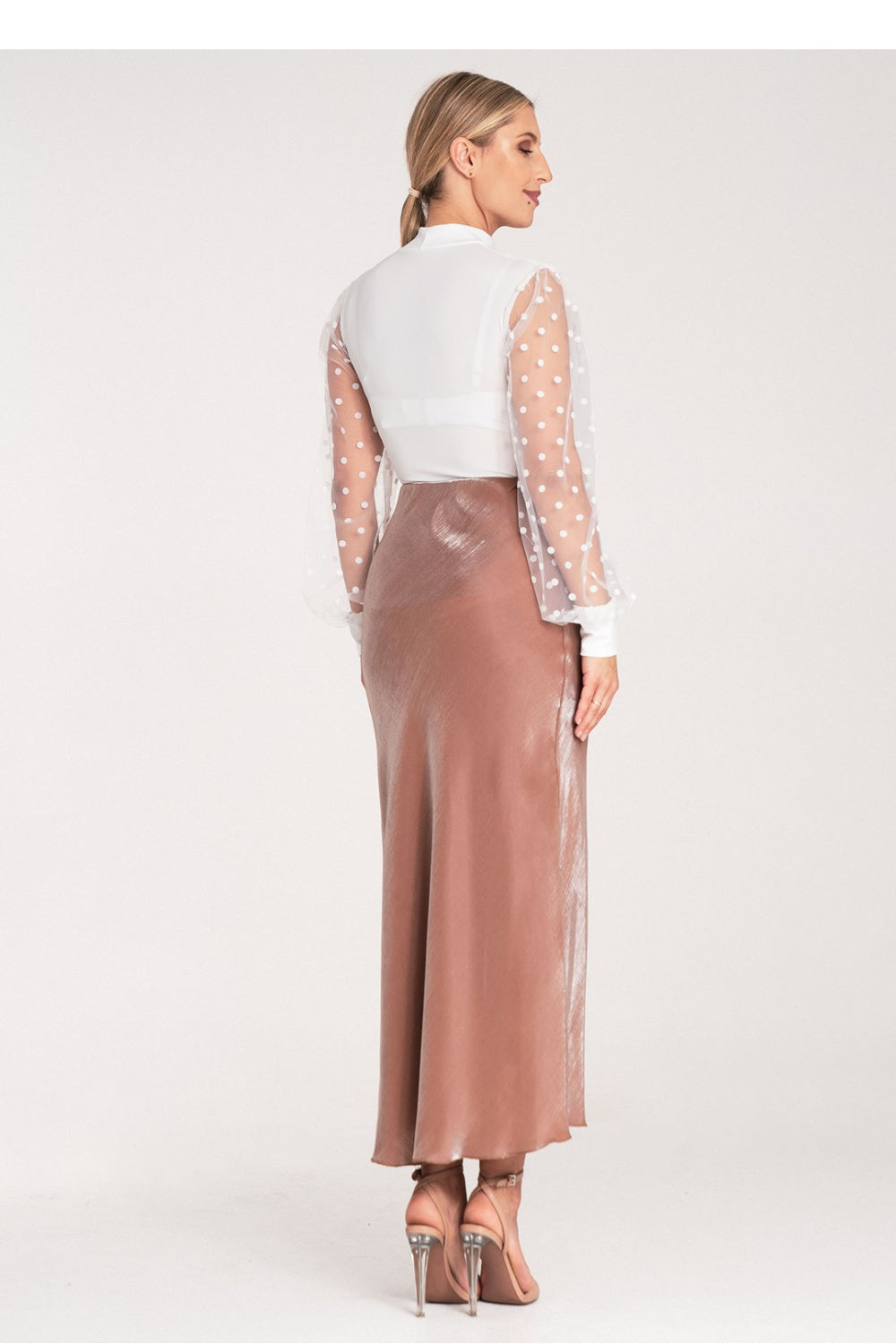 Figl Beige Satin Midi Skirt - view 3