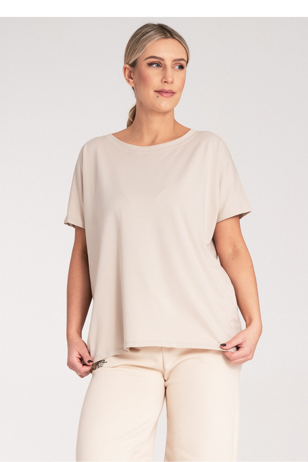 Figl Beige Short Sleeve T-Shirt - view 2