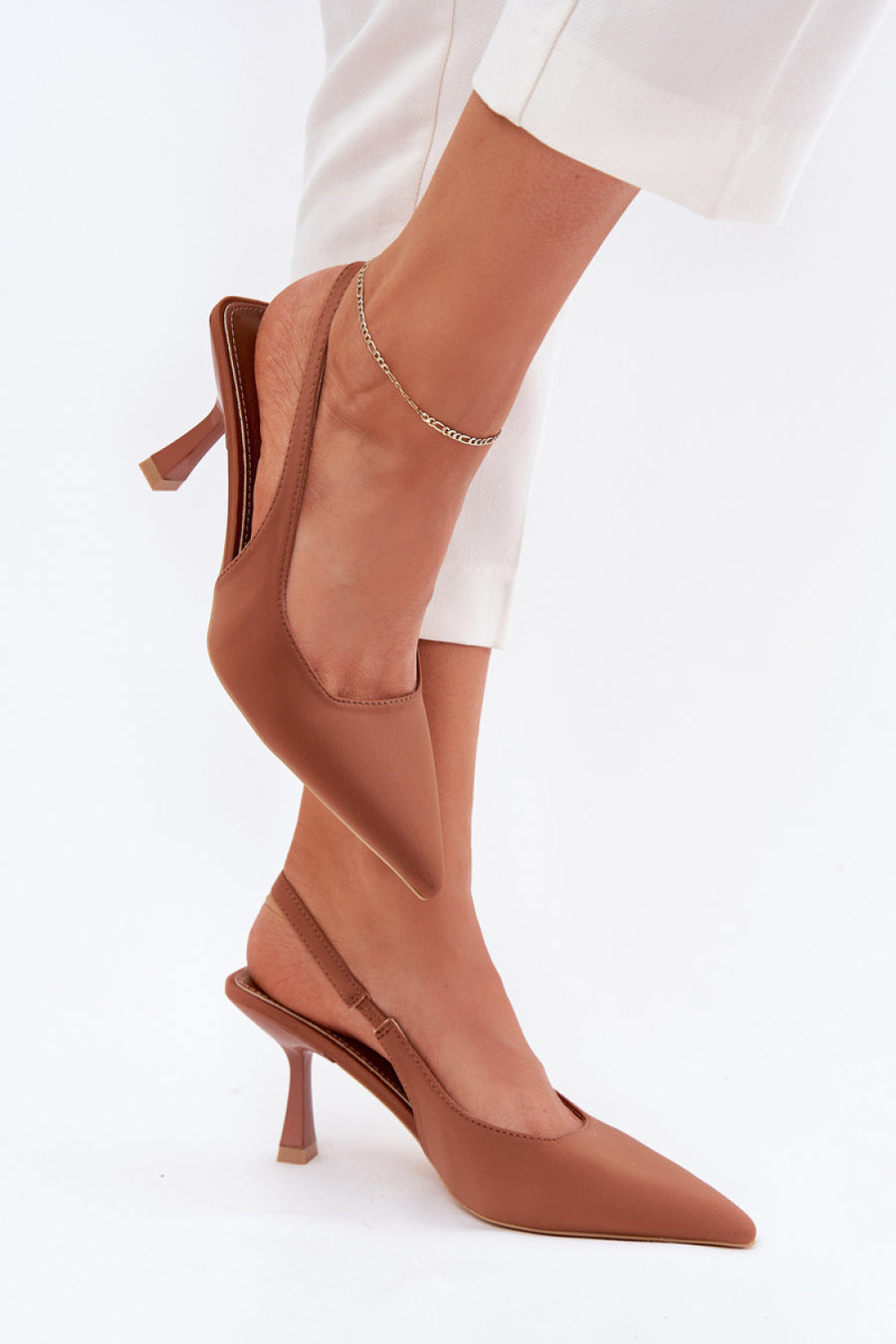 Step In Style Lunira Camel Faux Leather Stiletto Heeled Sandals