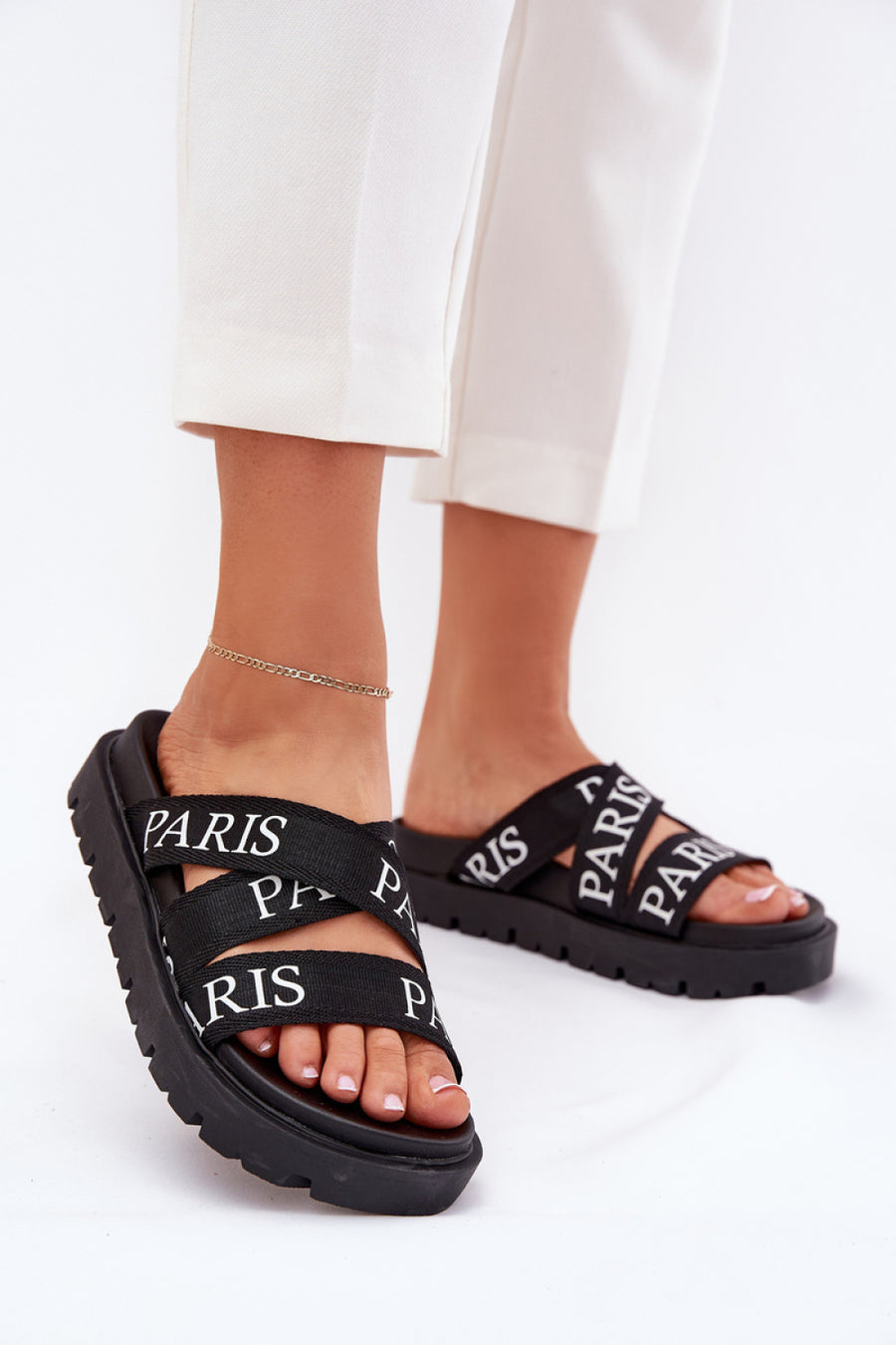 Step In Style Celinea Black Platform Sandals