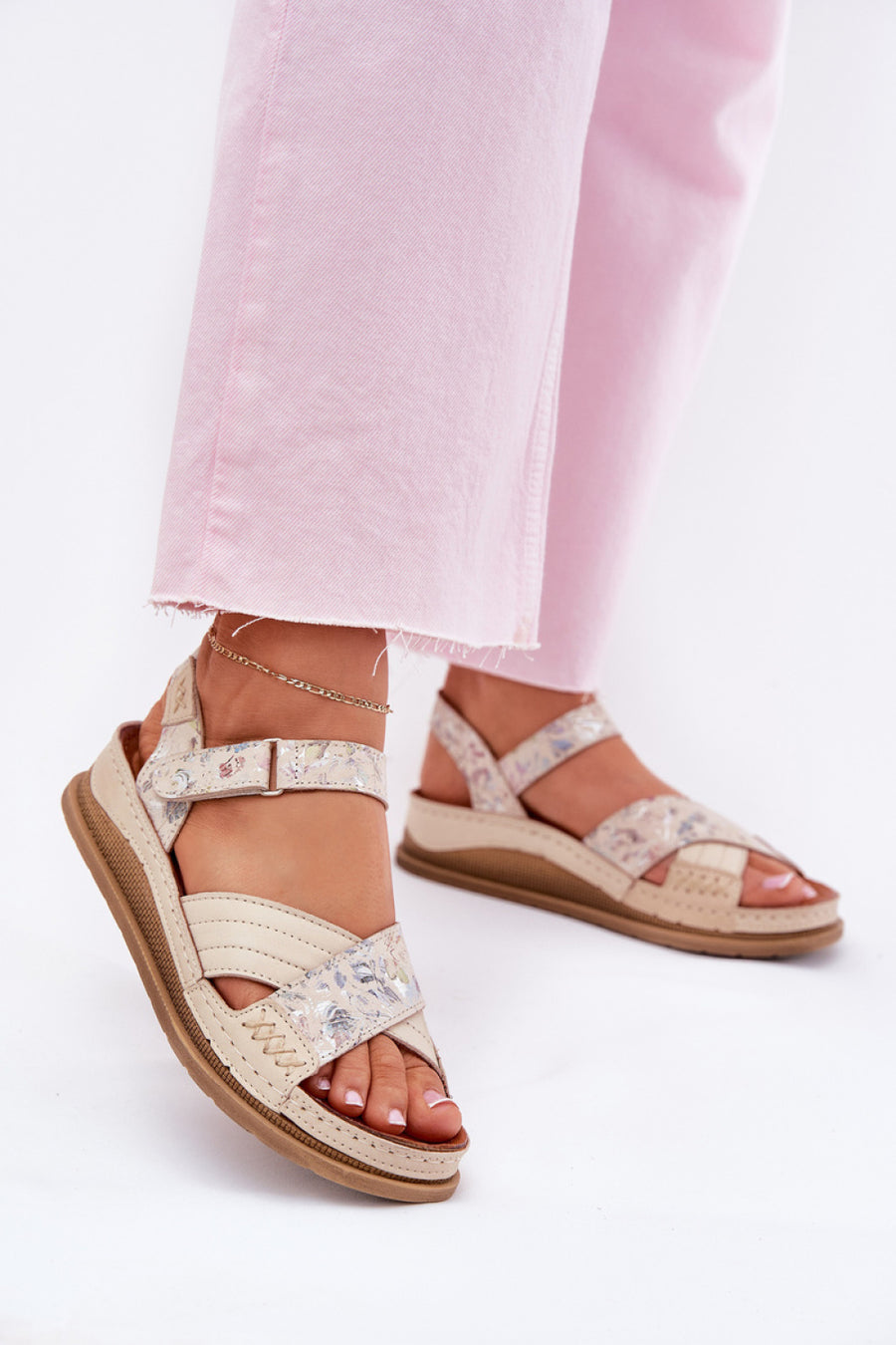 Step In Style Maciejka Ecru Leather Platform Sandals
