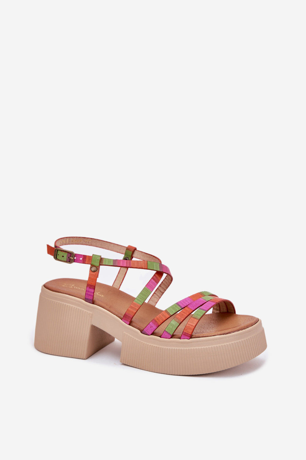 Step In Style Maciejka Multicolour Leather Platform Heeled Sandals - view 2
