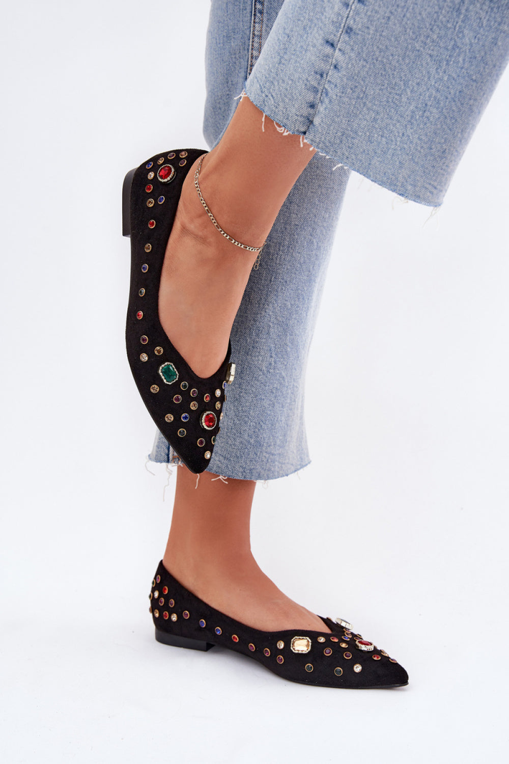 Step In Style Valena Black Faux Suede Ballet Flats