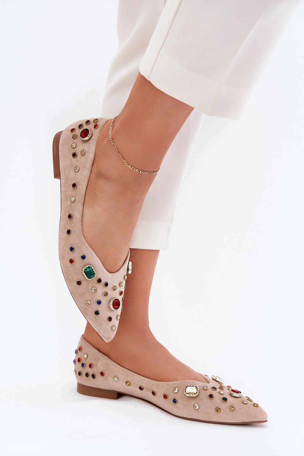 Step In Style Valena Beige Faux Suede Ballet Flats