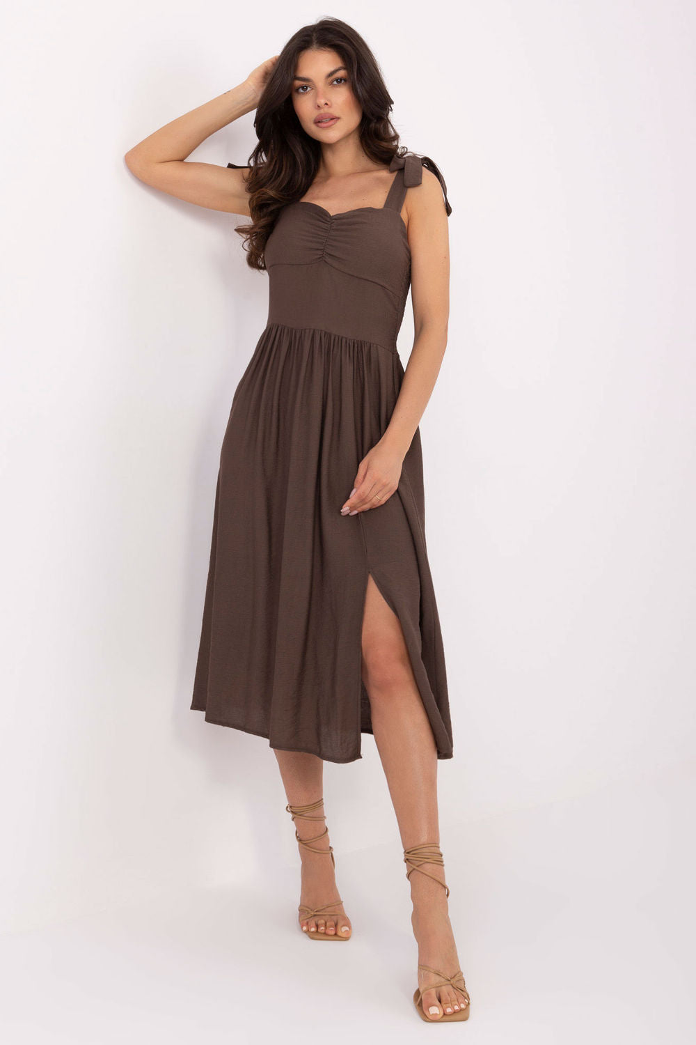Italy Moda Dark Brown Flared Dress