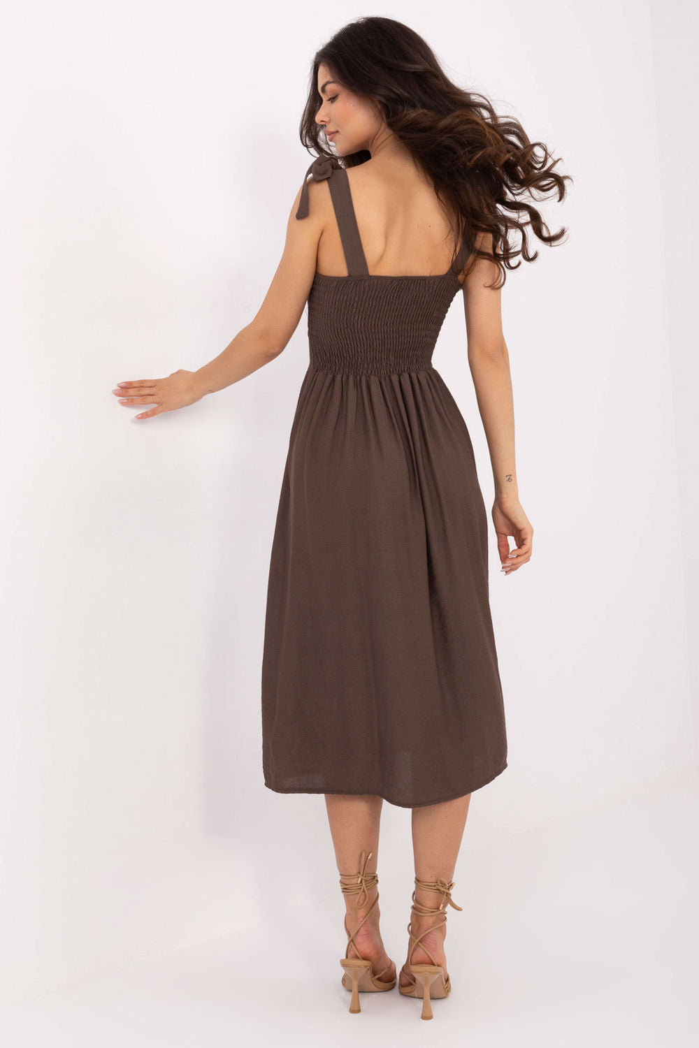 Italy Moda Dark Brown Flared Dress - view 3