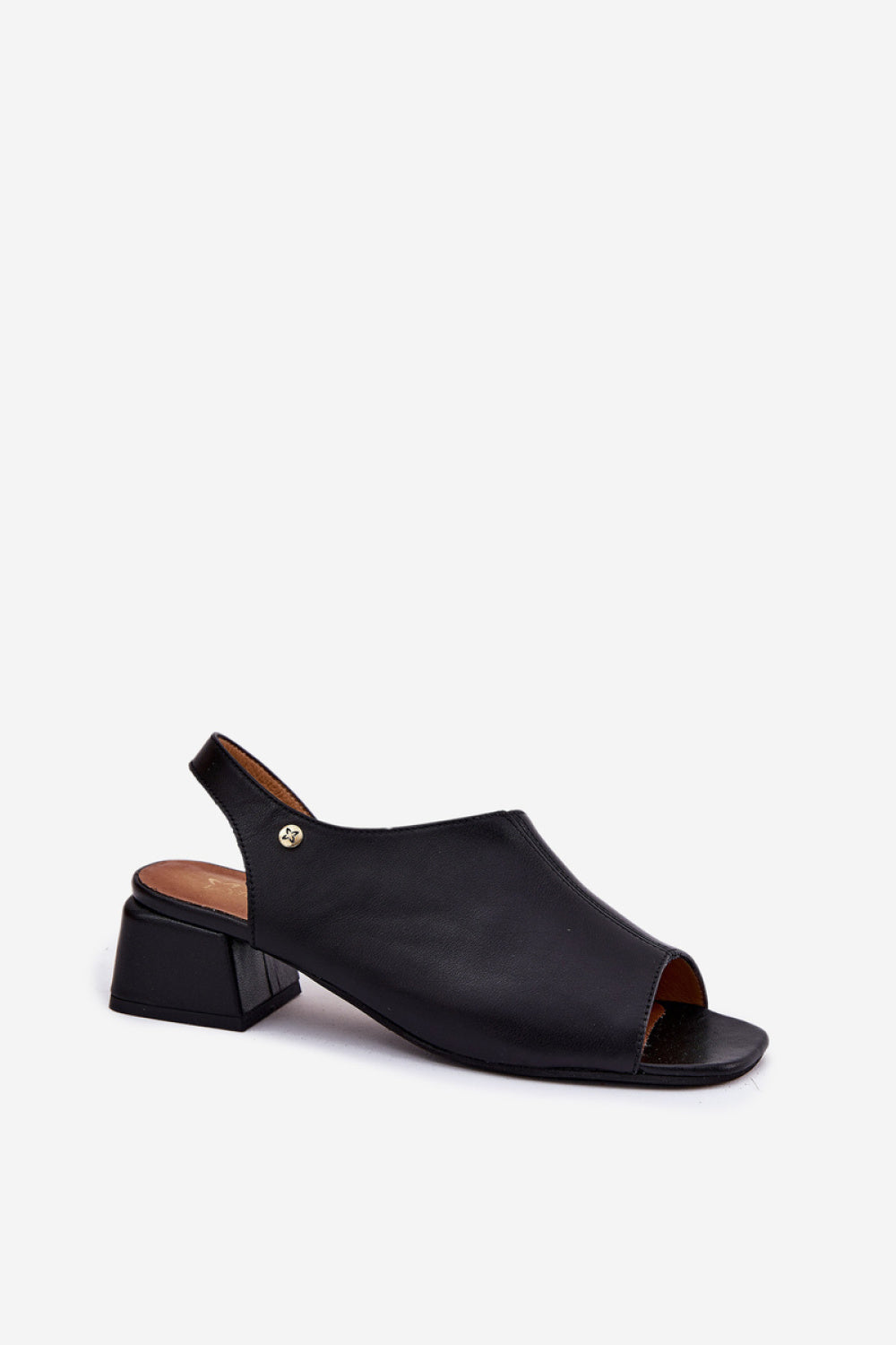 Step In Style Maciejka Black Leather Block Heel Heeled Sandals - view 2