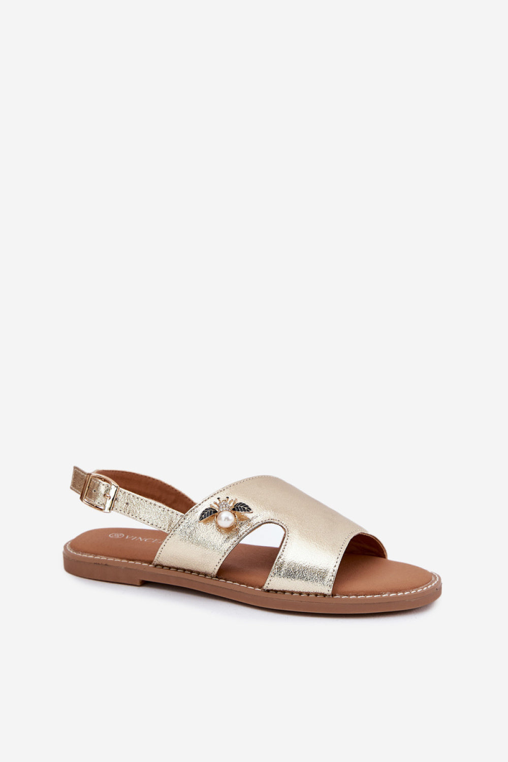 Step In Style Vinceza Gold Faux Leather Flat Sandals - view 2