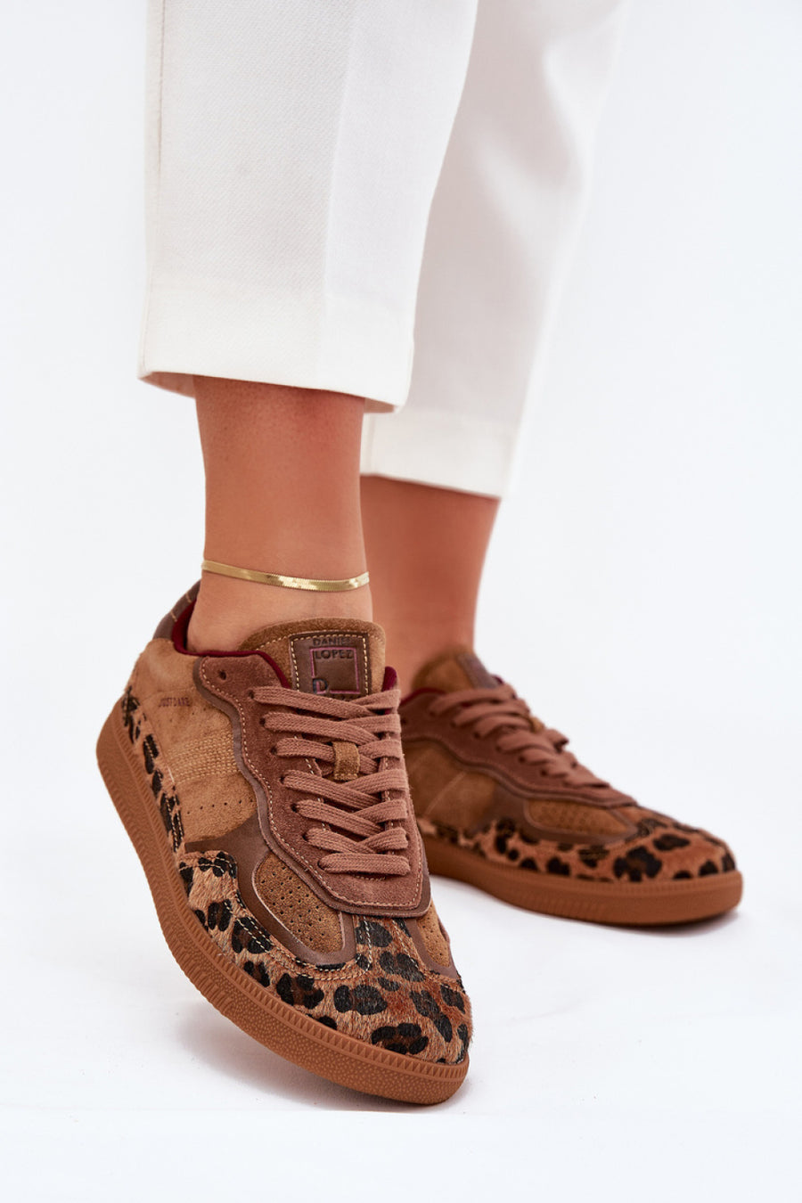 Step In Style Leopard Print Leather Trainers
