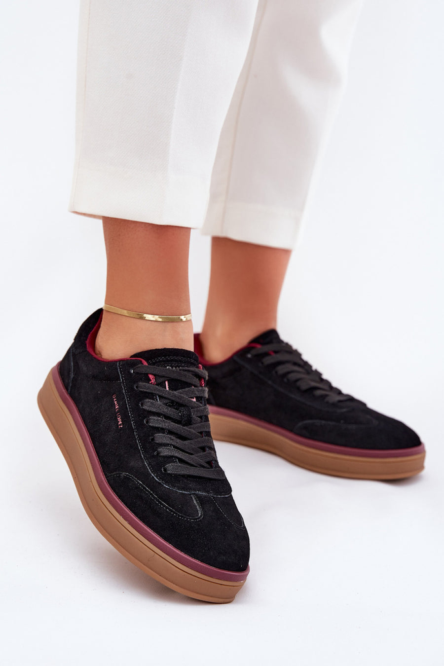 Step In Style Black Leather Trainers
