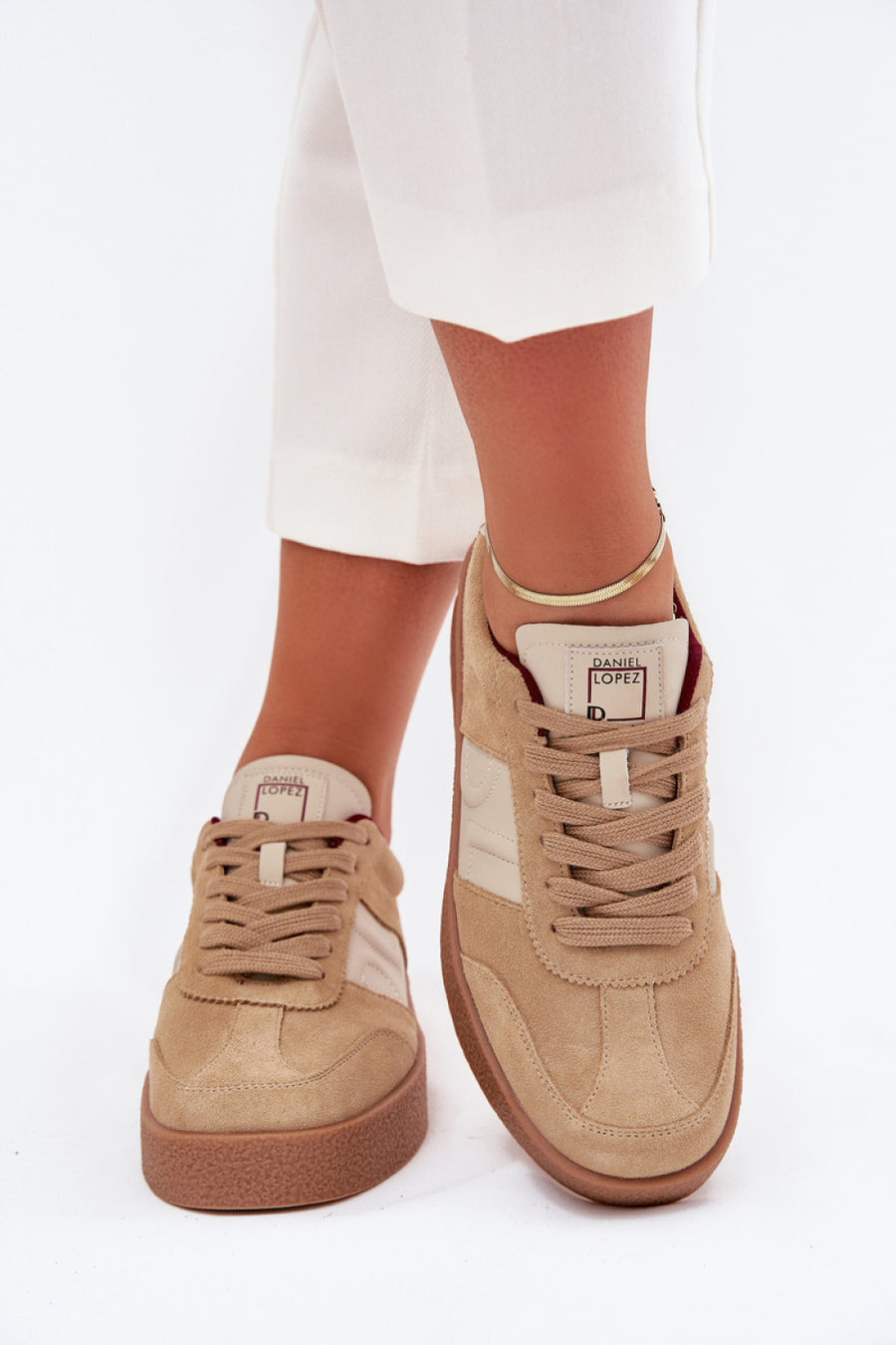 Step In Style Beige Leather Trainers