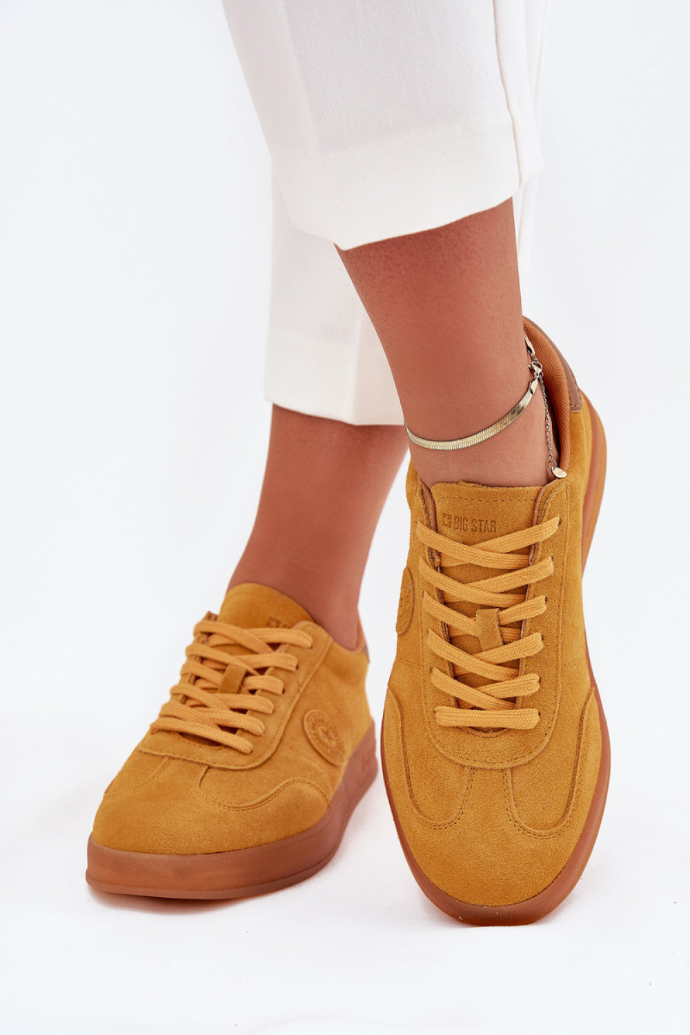 Step In Style Yellow Suede Trainers